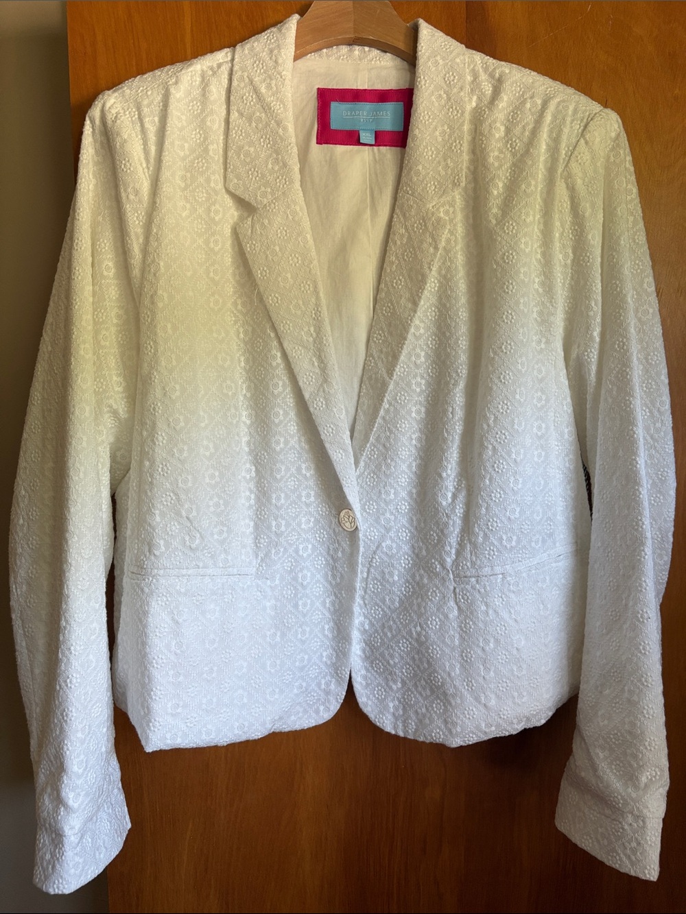 Draper James White Textured Single-Button Blazer